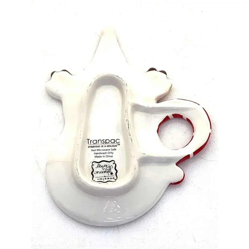 Transpac Johanna Parker Christmas Reindeer Spoon Rest Tea Bag Holder Ceramic 6